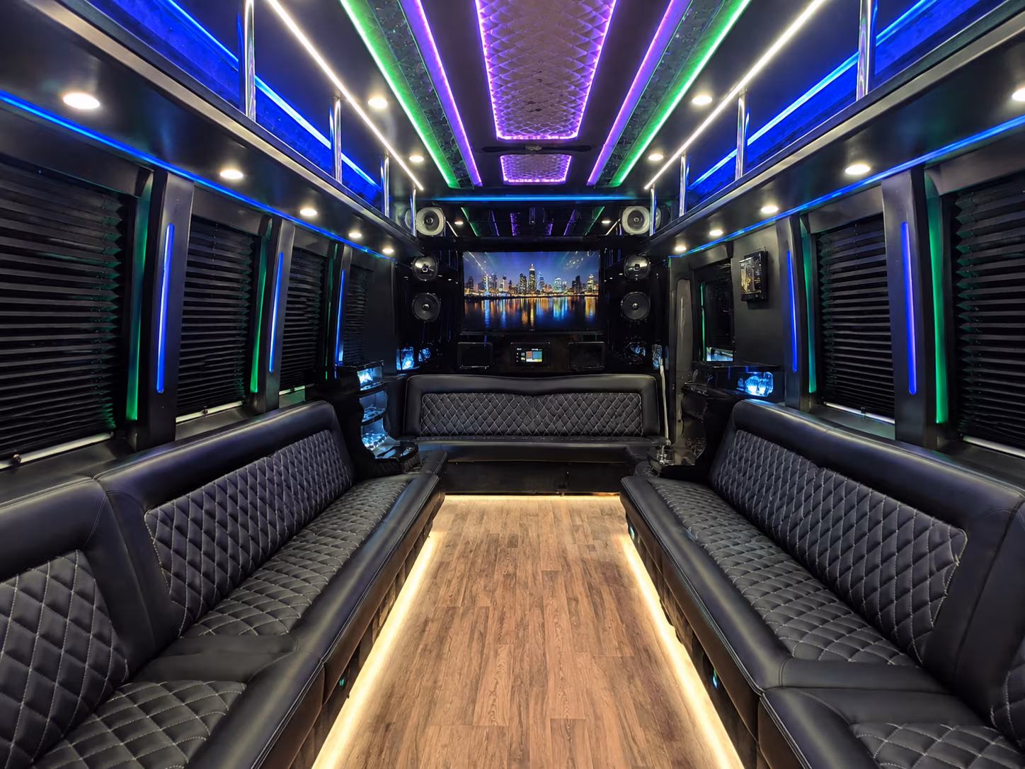 indio 25 passenger party bus interior