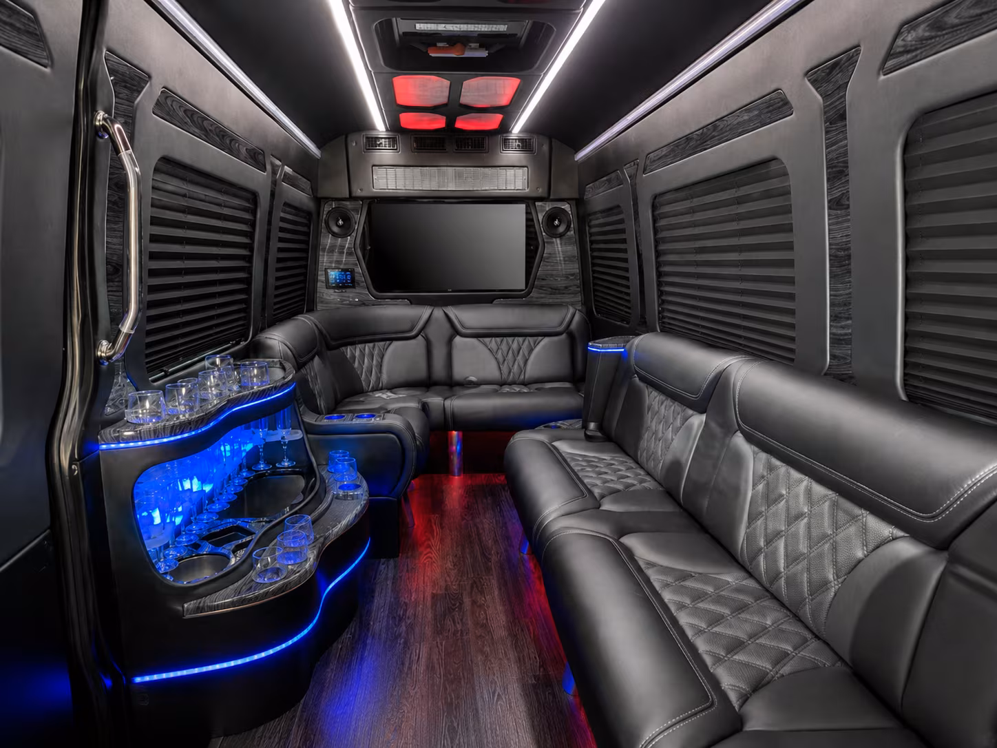 indio 30 passenger party bus inside